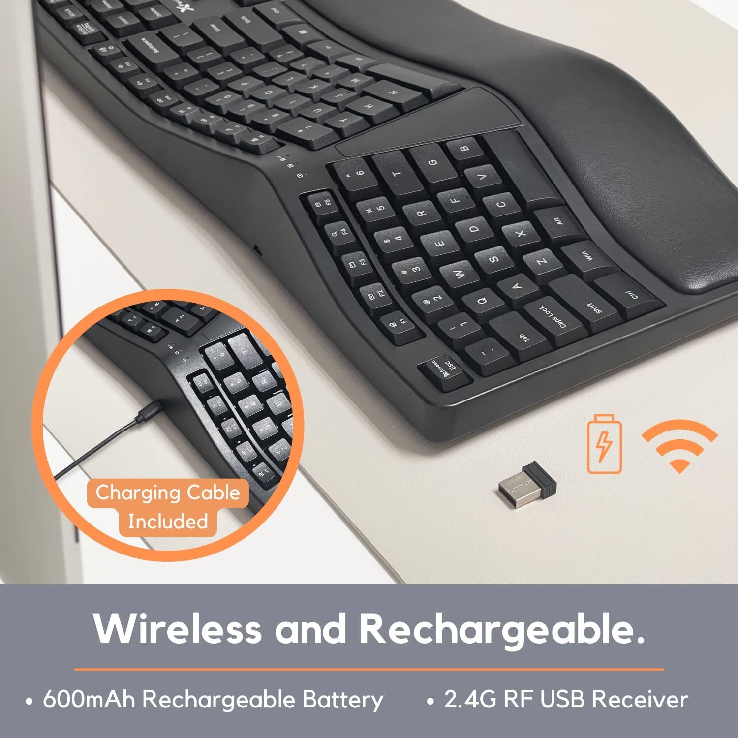 Wireless Keyboard with Wrist Rest