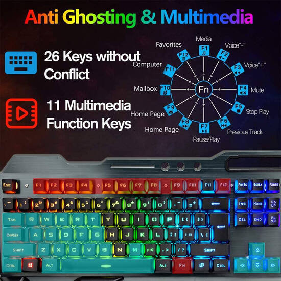 Wireless Gaming Keyboard and Mouse Combo